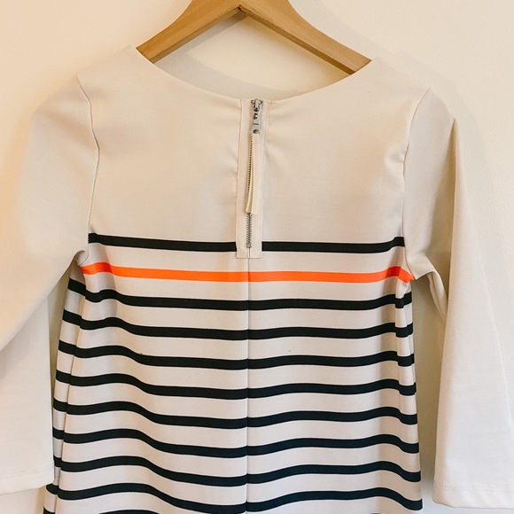 Striped Shift Dress / white / black / orange - Picture 4 of 5